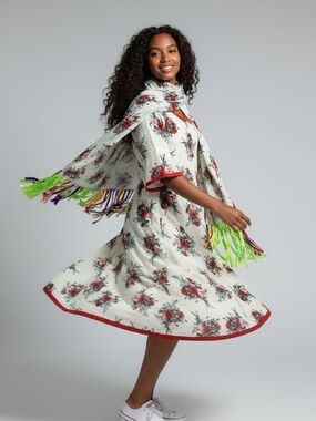 Girls Aboriginal Dress With Ribbon Shawl 4592